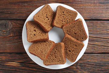 Rye bread on a plate