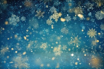 blue winter background with falling snowflakes. Generative AI