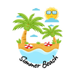 Summer beach happy holiday season artwork vector illustration design