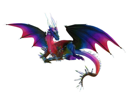 rainbow dragon 3d render fantasy creature