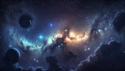 Naklejka na ściany i meble The explosion supernova. Bright Star Nebula. Distant galaxy. Abstract image. Generative AI