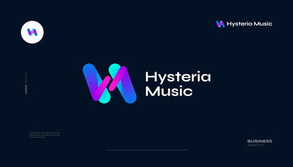 Abstract Initial Letter H and M Logo Design with Colorful Blend Gradient Style. HM or MH Letter Logo Suitable for Business and Technology Logo
