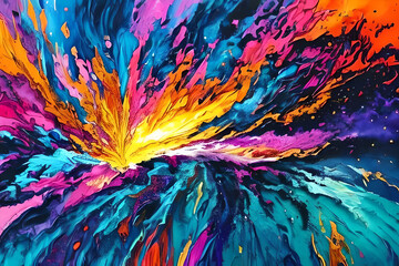 Obraz premium Water color or oil painting fine art illustration of abstract splash flame fire spray brush dropping artistic print digital art. Generative AI.