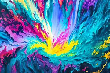 Water color or oil painting fine art illustration of abstract splash flame fire spray brush dropping artistic print digital art. Generative AI.