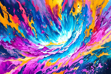 Obraz premium Water color or oil painting fine art illustration of abstract splash flame fire spray brush dropping artistic print digital art. Generative AI.