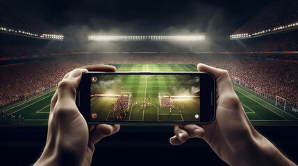Watch a live sports event on your mobile device betting on football matches Generated AI