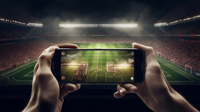 Watch a live sports event on your mobile device betting on football matches Generated AI