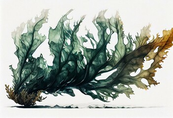 watercolor seaweed kelp. Generative AI