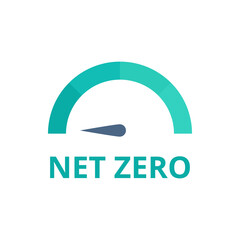 Net zero emission vector. Carbon emissions free goal. Flat illustration on white background.