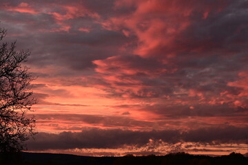Fototapeta na wymiar A beautiful dramatic sunset in West Bohemia.