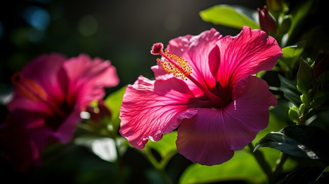 Vibrant Hibiscus Blooms in the Sunlight