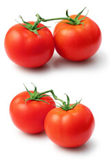 Tomatoes on the vine on white