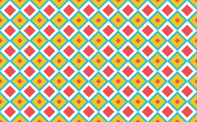 Yellow, green, and red rhombus pattern. Rhombus watermelon pattern. Seamless pattern for fabric, fill, banner, wallpaper, cover, backdrop, card, and prints.