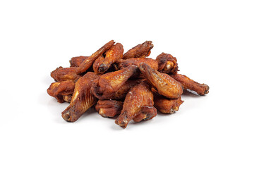 a pile of spicy fried chicken wings isolated on a white background. Created with Generative AI Technology