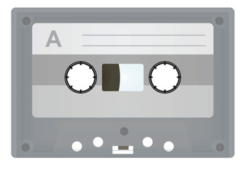 Grey audio cassette. vector illustration