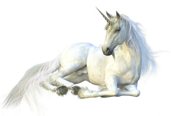 Fototapeta na wymiar white horse unicorn fantasy creature