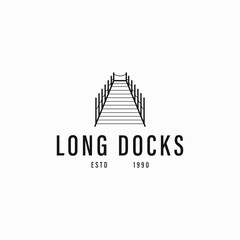 outline long docks sign logo design vector illustration. line art long port lake symbol logo vector design template with modern, premium and elegant styles isolated on white background.