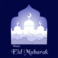 Eid greeting card illustration for Muslims