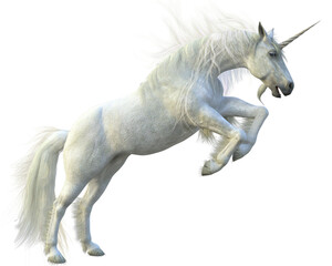 Obraz na płótnie Canvas white horse unicorn runs gallop fantasy creaure