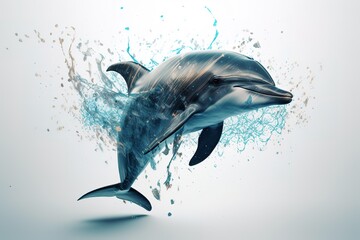 A graceful dolphin leaping out of the water. Generative AI