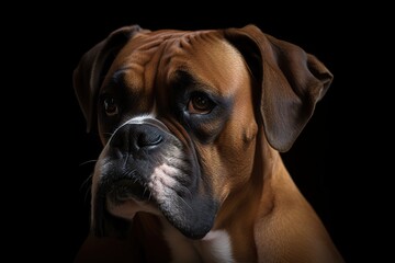 A loyal and affectionate Boxer cuddled up with its owner, showing off its loyal and affectionate nature. Generative AI
