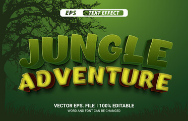 Green and yellow jungle adventure editable text effect vector