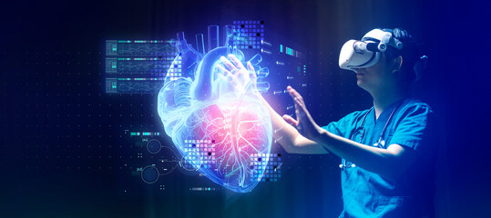 Digital doctor healthcare science medical remote technology concept AI metaverse doctor optimize...