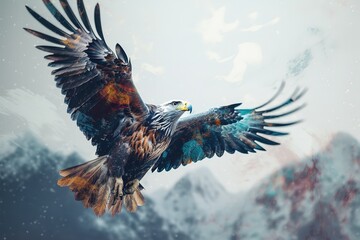 Fototapeta na wymiar A majestic eagle soaring through the clouds. Generative AI