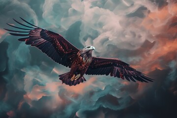 Fototapeta na wymiar A majestic eagle soaring through the clouds. Generative AI