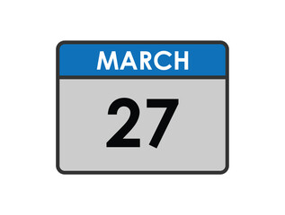 27th march calendar icon. march 27 calendar Date Month icon vector illustrator. vector illustrator.
