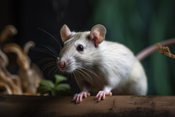 A playful and curious Rat exploring its environment, showing off its playful and curious nature. Generative AI