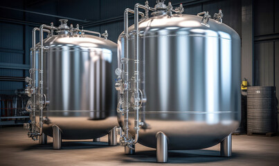 Fototapeta na wymiar In order to store liquids, two aluminum tanks are used. Generative AI