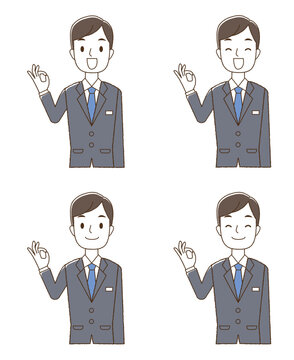 青いネクタイの男性　OK