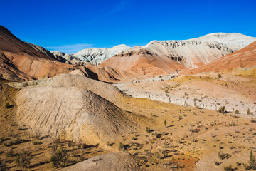 Multicolored Aktau mountains. Altyn Emel National Park. Kazakhstan landscape