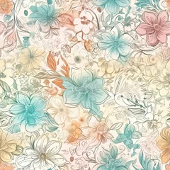 Digitales Papier. Blumen nahtloses Muster. Blumen Hintergrund. Frühling digitales Papier. Florales digitales Papier. Delicate floral seamless pattern. AI generated.  © Gogi