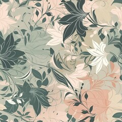 Digitales Papier. Blumen nahtloses Muster. Blumen Hintergrund. Fr&uuml;hling digitales Papier. Florales digitales Papier. Delicate floral seamless pattern. AI generated.