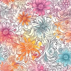 Digitales Papier. Blumen nahtloses Muster. Blumen Hintergrund. Frühling digitales Papier. Florales digitales Papier. Delicate floral seamless pattern. AI generated. © Gogi