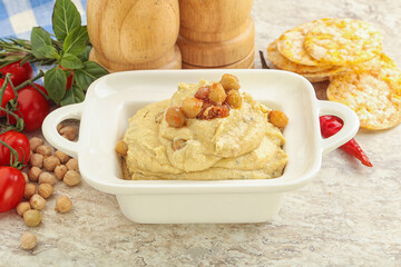 Natural organic chickpea hummus with olive oil