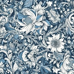 Delicate floral seamless pattern with a glossy finish. AI generated.