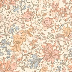 Delicate floral seamless pattern with a glossy finish. AI generated. generative ai.