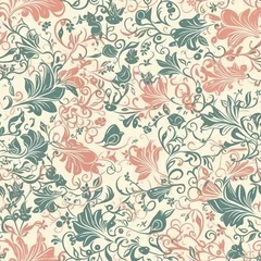 Selbstklebende Fototapeten Delicate floral seamless pattern with a glossy finish. AI generated. © Gogi