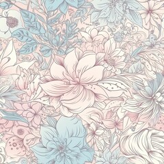 Fototapeta na wymiar Delicate floral seamless pattern with a glossy finish. AI generated.