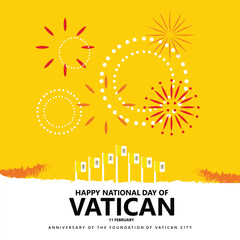 Vatican national day celebrated as Vatican City day of foundation. European country public holiday greeting card. Suitable for social media post.