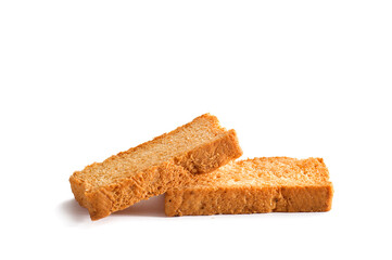 Rusk or toasts on a white background