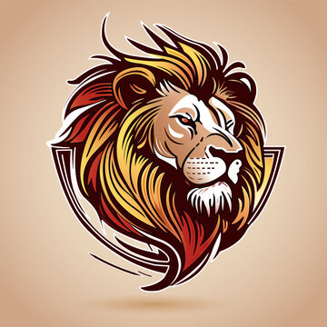 Lion head logo design. Wild lion vector illustration