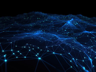 Powerpoint, black background, blue fluorescence map, line connection