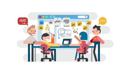 Employees meet together to find the best conclusion..