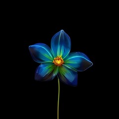 Color glass flower isolated on black, Almond 01