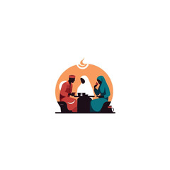 eat together in the month of ramadan logo vector