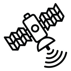 Artificial satellite in orbit around the earth. Signal satellite. Simple flat style icon